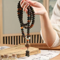 108pcs Chinese-Style Bodhi Prayer Bead Bracelet - Natural Energy for Meditation & Protection
