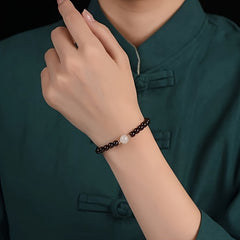 Vintage Garnet & White Bead Bracelet - Elegant Red Stone for Casual Wear & Holiday Gifting