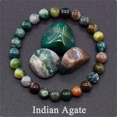 Men's Indian Agate Bracelet - Multi-Color Energy for Protection & Harmony