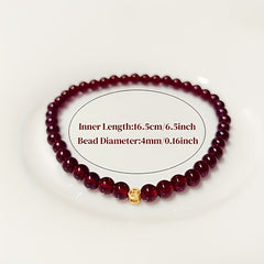 Red Garnet & Golden Coin Charm Bracelet - Vintage Love Attraction Jewelry for Women