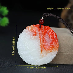 Dragon Phoenix Yin Yang Imitation Jade Pendant for Harmony, Prosperity & Spiritual Balance