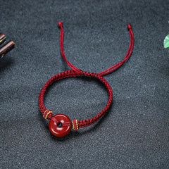 Men's Cinnabar Braided Rope Bracelet with Lucky Pendant - Spiritual Protection & Wealth Attraction