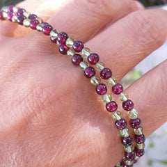 Peridot & Garnet Birthstone Necklace - Harmony & Prosperity for Daily Wear