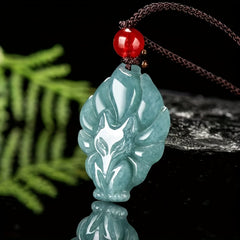 Nine-Tailed Fox Jade Necklace for Spiritual Transformation, Protection & Prosperity