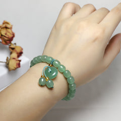 Elegant Natural Stone Bracelet with Peace Charm - Unisex Energy for Harmony & Connection