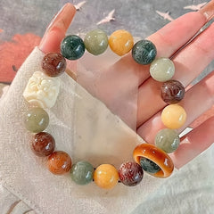 Bohemian Bodhi Bracelet - Natural Wood Beads with Earthy Tones for Spiritual Harmony and Casual Elegance