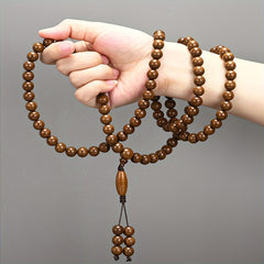 108 Natural Sandalwood Prayer Beads Mala – Spiritual Energy, Mindfulness & Meditation for Harmony, Protection & Positive Vibrations