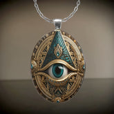 All-Seeing Eye Oval Pendant Necklace — Spiritual Insight & Protective Energy Amulet