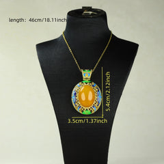 Bohemian Yellow Agate & Lapis Lazuli Pendant Necklace for Confidence and Inner Peace