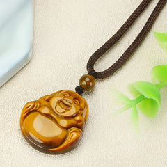 Natural Stone Pendant Necklace - Vibrant Orange & Black Energy