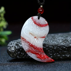 Imitation Red and White Jade Dragon Phoenix Pendant — The Unspoken Harmony Between Movement and Stillness