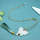 New Chinese Style Butterfly Lotus Double Layer Necklace for Harmony, Transformation & Elegance