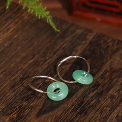 Vintage Natural Green Stone Hoop Earrings: A Quiet Dialogue with Earth and Time
