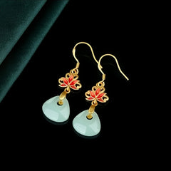 Vintage Golden Plated Copper Lotus Earrings for Spiritual Balance Energy