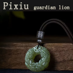 Elegant Teal Glass Pixiu Pendant Necklace - Energy Healing & Protection for Couples | Non-Magnetic Gift