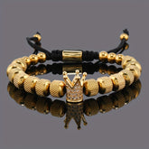 Golden Crown Charm Men's Bracelet - Luxury Stainless Steel Accessory for Prosperity & Protection