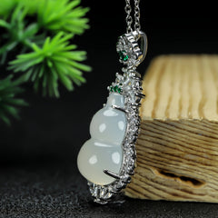 Elegant High-Ice Transparent Gourd Pendant Necklace for Women with Calming Energy & Spiritual Protection