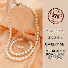925 Sterling Silver Freshwater Pearl Necklace - Elegant Luxury for Weddings & Special Occasions