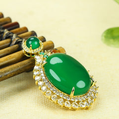 Elegant Green Agate Oval Pendant Necklace - Emotional Balance & Natural Energy Flow Jewelry