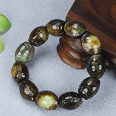 Men's Turtle Shell Beaded Bracelet for Longevity & Stability - Stylish Brown Resin with Golden Accents