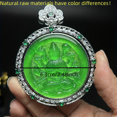 Retro Green Thousand-Hand Guanyin Pendant - Compassion, Protection & Spiritual Harmony Jewelry