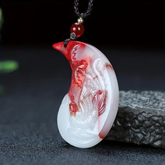 Imitation Red and White Jade Dragon Phoenix Pendant — The Unspoken Harmony Between Movement and Stillness