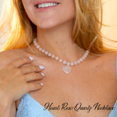 Rose Quartz Heart Pendant Necklace Love Energy Pink Gemstone for Women