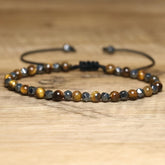 Natural Stone Adjustable Beaded Tiger Eye Vintage Boho Bracelet - Perfect for Everyday Wear or Gift Giving