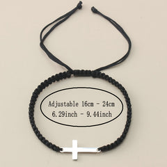Steel Cross Bracelet - Adjustable Hand Woven Cross for Spiritual Protection & Daily Wear