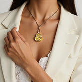 Golden Religious Pendant Necklace - Spiritual Energy & Faith Jewelry for Daily Wear