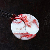 Elegant Dragon and Phoenix Design Pendant - Enhance Your Energy with Vintage Chinese Symbolism and Red-White Color Harmony