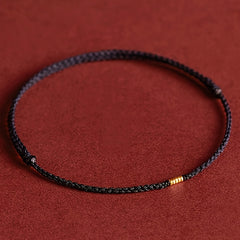 Handmade Bohemian Braided Bracelet - Black & Gold Lucky Charm for Harmony & Protection