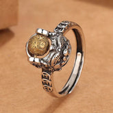 Women's & Men's Chinese Pi Xiu Lucky Charm Ring - Enhance Wealth & Protection with White Golden Plated Design