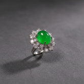 Premium Green Agate Cocktail Ring | Vintage-Inspired Floral Design for Prosperity & Emotional Balance