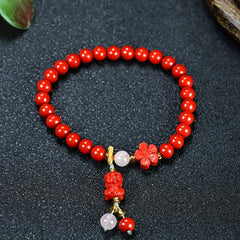 Men's Vintage Cinnabar Pixiu Bracelet for Luck, Protection, and Grounding Energy