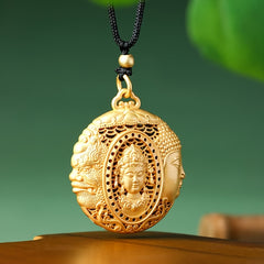 Gold-Plated Triple Buddha Pendant Necklace Spiritual Harmony & Protection Jewelry