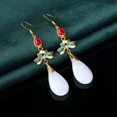 Elegant Teardrop Jade Earrings - Harmonious Energy for Daily & Special Occasions