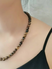 Handmade Tiger Eye Necklace Brown Golden Energy Balance Gift