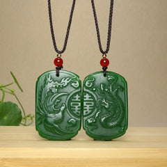 New Pendant 2pcs Natural Stone Dragon & Phoenix - Harmony & Prosperity Energy