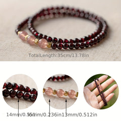 Bohemian Multi-Layer Beaded Bracelet - Wine Red, Pink & Gold Crystals for Elegance & Spiritual Energy