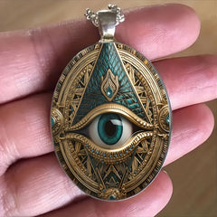 All-Seeing Eye Oval Pendant Necklace — Spiritual Insight & Protective Energy Amulet