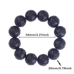 1pc 20mm Hand-Carved Wooden Beads Bracelet - Prosperity Charm for Spiritual Harmony