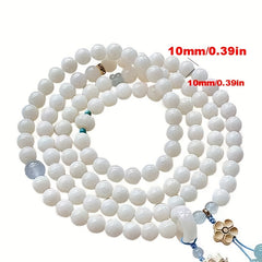 108pcs White Bodhi Prayer Beads - Spiritual Energy for Meditation & Protection