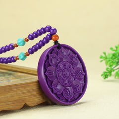 Elegant Purple Mica Phoenix & Lotus Pendant Necklace for Spiritual Growth, Intuition, and Protection