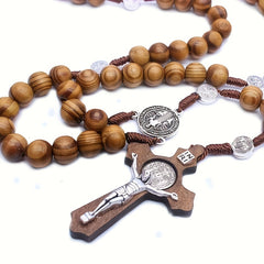 Retro Style Brown Wooden Bead Christian Prayer Bead - Elegant Wooden Cross Designed for Jesus Christ, Perfect Peace and Blessing Accessory with Durable Wooden Cross