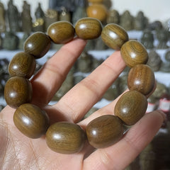 Green Sandalwood Bead Bracelet - Natural Energy & Eastern Charm for Men