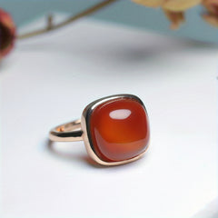 Square Natural Stone Inlay Couple Ring - Beach Party Energy for Men & Wome