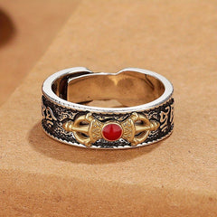 Women's Tibetan Buddhist Vajra Ring - Enhance Spiritual Energy with Six-Syllable Mantra