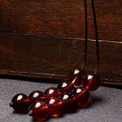 Elegant Blood Amber Glass Bead Necklace & Bracelet Set - Daily Wear & Gift with Spiritual Energy