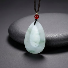 Natural Stone Water Drop Pendant Rope Necklace for Cleansing & Harmony
